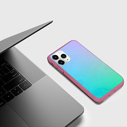 Чехол iPhone 11 Pro матовый Градиент в голубых тонах, цвет: 3D-малиновый — фото 2