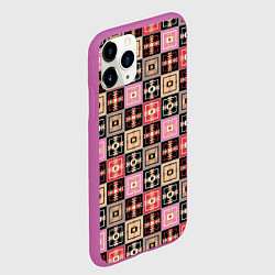 Чехол iPhone 11 Pro матовый Разноцветная плитка с геометрическим рисунком, цвет: 3D-фиолетовый — фото 2