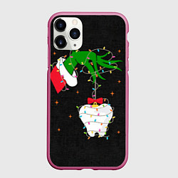 Чехол iPhone 11 Pro матовый Гринч похищает у зубной феи, цвет: 3D-малиновый