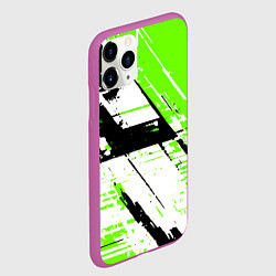 Чехол iPhone 11 Pro матовый Diagonal black and green stripes on a white backgr, цвет: 3D-фиолетовый — фото 2