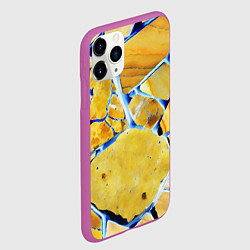 Чехол iPhone 11 Pro матовый Жёлто-синяя абстракция, цвет: 3D-фиолетовый — фото 2