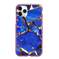 Чехол iPhone 11 Pro матовый A gold mineral in a blue stone, цвет: 3D-малиновый