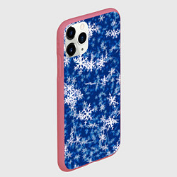 Чехол iPhone 11 Pro матовый Морозные снежинки, цвет: 3D-малиновый — фото 2