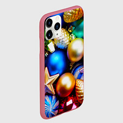 Чехол iPhone 11 Pro матовый Новогодние украшения, цвет: 3D-малиновый — фото 2