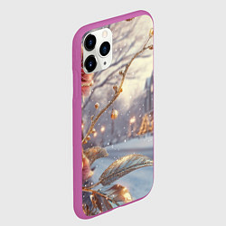 Чехол iPhone 11 Pro матовый Новогодние розы, цвет: 3D-фиолетовый — фото 2