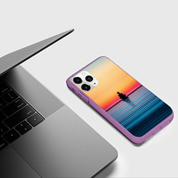 Чехол iPhone 11 Pro матовый Медитация на закате, цвет: 3D-фиолетовый — фото 2