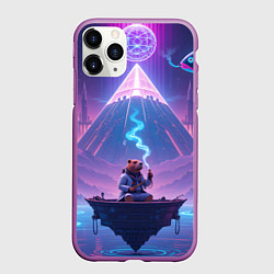 Чехол iPhone 11 Pro матовый Психоделическая капибара, цвет: 3D-фиолетовый