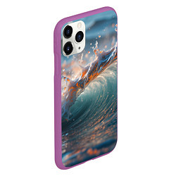 Чехол iPhone 11 Pro матовый Волна и блики солнца, цвет: 3D-фиолетовый — фото 2