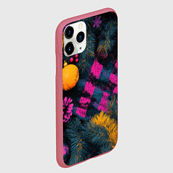 Чехол iPhone 11 Pro матовый Новый год - фиолетовая краска, цвет: 3D-малиновый — фото 2