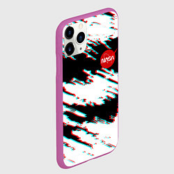 Чехол iPhone 11 Pro матовый Nasa glitch color, цвет: 3D-фиолетовый — фото 2