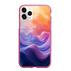 Чехол iPhone 11 Pro матовый Волны разноцветных красок, цвет: 3D-малиновый