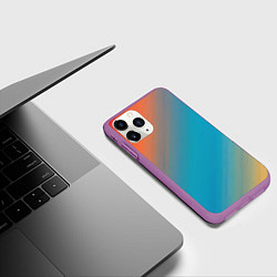 Чехол iPhone 11 Pro матовый Сине-оранжевый градиент, цвет: 3D-фиолетовый — фото 2