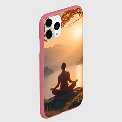 Чехол iPhone 11 Pro матовый Медитация на закате, цвет: 3D-малиновый — фото 2