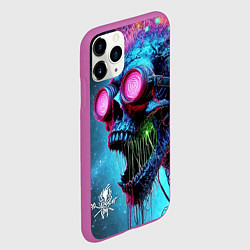 Чехол iPhone 11 Pro матовый Metallica - crazy skeleton with headphones, цвет: 3D-фиолетовый — фото 2