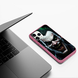 Чехол iPhone 11 Pro матовый Джокер - лицо, цвет: 3D-малиновый — фото 2