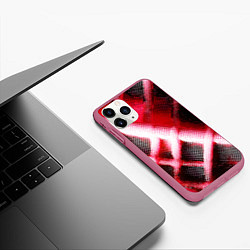 Чехол iPhone 11 Pro матовый Красная сеть на чёрном фоне, цвет: 3D-малиновый — фото 2