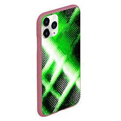 Чехол iPhone 11 Pro матовый Зелёная сеть на чёрном фоне, цвет: 3D-малиновый — фото 2