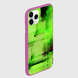 Чехол iPhone 11 Pro матовый Чёрные пятна на зелёном фоне абстракция, цвет: 3D-фиолетовый — фото 2