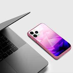 Чехол iPhone 11 Pro матовый Неоновая геометрия осколки, цвет: 3D-малиновый — фото 2