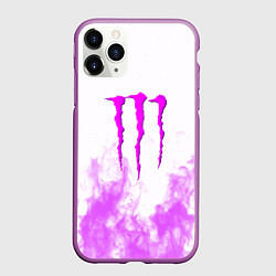 Чехол iPhone 11 Pro матовый Monster energy neon flame, цвет: 3D-фиолетовый