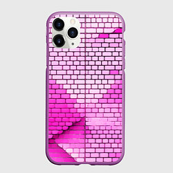 Чехол iPhone 11 Pro матовый Розовые кирпичики, цвет: 3D-фиолетовый