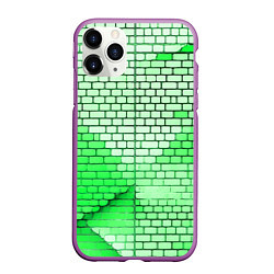 Чехол iPhone 11 Pro матовый Зелёные кирпичики, цвет: 3D-фиолетовый