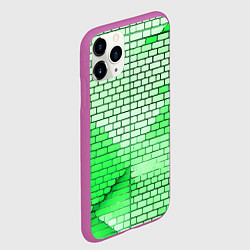 Чехол iPhone 11 Pro матовый Зелёные кирпичики, цвет: 3D-фиолетовый — фото 2