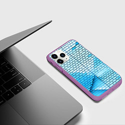 Чехол iPhone 11 Pro матовый Синие кирпичики, цвет: 3D-фиолетовый — фото 2