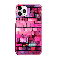 Чехол iPhone 11 Pro матовый Pink bricks, цвет: 3D-малиновый