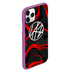 Чехол iPhone 11 Pro матовый Stray kids - красные полосы, цвет: 3D-фиолетовый — фото 2