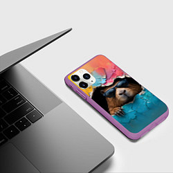 Чехол iPhone 11 Pro матовый Капибара в стене, цвет: 3D-фиолетовый — фото 2