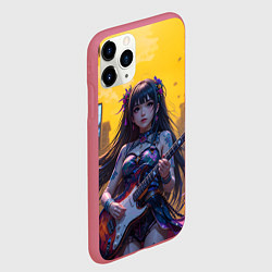 Чехол iPhone 11 Pro матовый Аниме девушка с электрогитарой, цвет: 3D-малиновый — фото 2