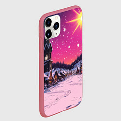 Чехол iPhone 11 Pro матовый Закат рождества, цвет: 3D-малиновый — фото 2