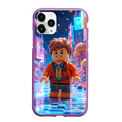 Чехол iPhone 11 Pro матовый Roblox в неоновом городе, цвет: 3D-фиолетовый