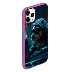 Чехол iPhone 11 Pro матовый Капибара айтишник, цвет: 3D-фиолетовый — фото 2