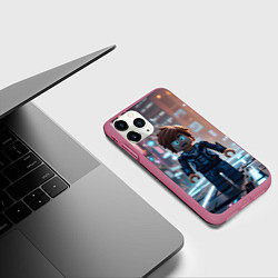 Чехол iPhone 11 Pro матовый Roblox испуганный человечек, цвет: 3D-малиновый — фото 2