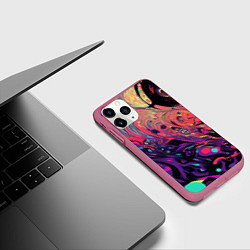 Чехол iPhone 11 Pro матовый Интерференционные цвета, цвет: 3D-малиновый — фото 2