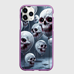 Чехол iPhone 11 Pro матовый Шарики черепа, цвет: 3D-фиолетовый