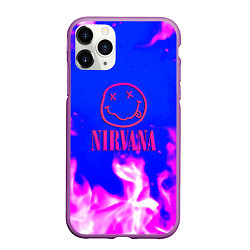 Чехол iPhone 11 Pro матовый Nirvana neon flame, цвет: 3D-фиолетовый