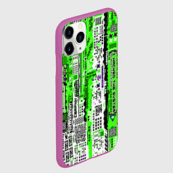 Чехол iPhone 11 Pro матовый Киберпанк паттерн зелёный, цвет: 3D-фиолетовый — фото 2