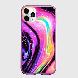 Чехол iPhone 11 Pro матовый Жидкая энергия космоса - нейросеть, цвет: 3D-фиолетовый
