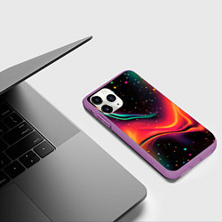Чехол iPhone 11 Pro матовый Жидкая пленка в блестках - нейросеть, цвет: 3D-фиолетовый — фото 2