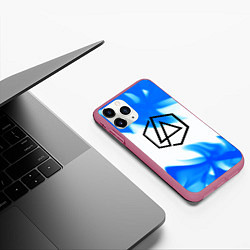 Чехол iPhone 11 Pro матовый Linkin park blue flame, цвет: 3D-малиновый — фото 2