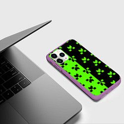 Чехол iPhone 11 Pro матовый Майкрафт стиль текстура, цвет: 3D-фиолетовый — фото 2