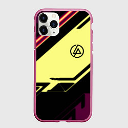 Чехол iPhone 11 Pro матовый Linkin park geometry steel, цвет: 3D-малиновый