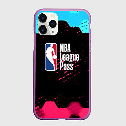 Чехол iPhone 11 Pro матовый NBA баскетбол соты неон, цвет: 3D-фиолетовый