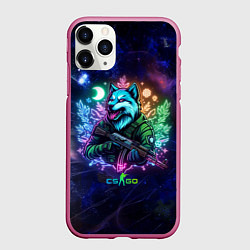 Чехол iPhone 11 Pro матовый Counter Strike - neon wolf, цвет: 3D-малиновый