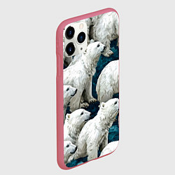 Чехол iPhone 11 Pro матовый Свора белых медведей, цвет: 3D-малиновый — фото 2