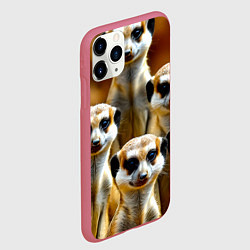 Чехол iPhone 11 Pro матовый Кучка сурикатов, цвет: 3D-малиновый — фото 2