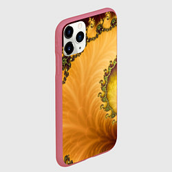 Чехол iPhone 11 Pro матовый Фрактальный желтый узор, цвет: 3D-малиновый — фото 2